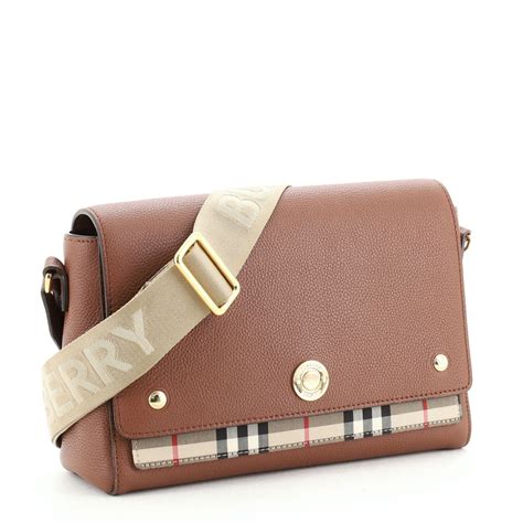 burberry london check and leather crossbody bag|check note crossbody leather.